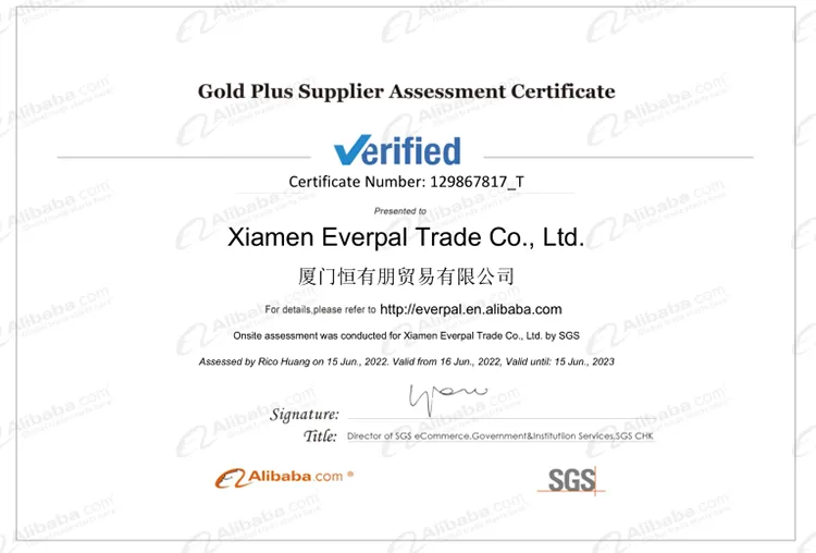 Everpal footwear manufacturing certificate and quality certification